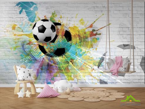 выбрать Фотошпалери Футбольний м'яч Фотошпалери, колір: «різнобарвний» на стіну