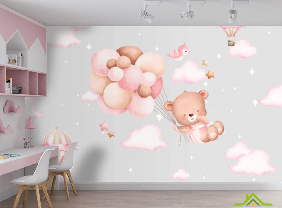 выбрать Фотошпалери мішка з кульками для кімнати дівчинки Каталог фотошпалер на стіну