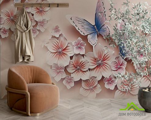 выбрать Фотообои Цветы и бабочки Фотообои 3Д на стену