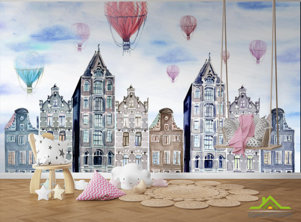 выбрать Фотошпалери будиночки і повітряні кулі Каталог фотошпалер на стіну