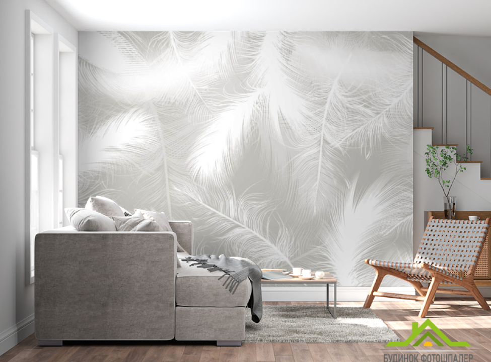 выбрать Фотообои Белые векторные перья Каталог фотообоев на стену