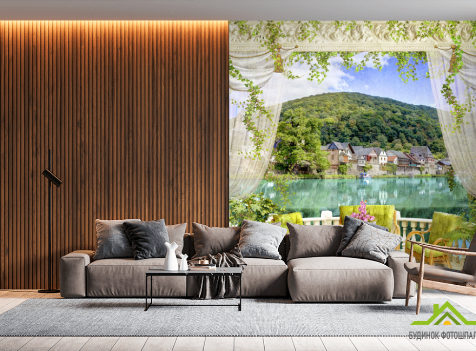 выбрать Фотообои Фреска балкон с видом на море Каталог фотообоев на стену