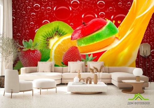 выбрать Фотообои Нарезанные фрукты, ягоды Фотообои Фотообои Еда и напитки: рисунок  на стену