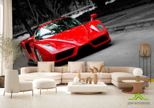 выбрать Фотообои Ferrari Enzo Фотообои Фотообои Транспорт: горизонталная, горизонтальная, красный ориентация на стену