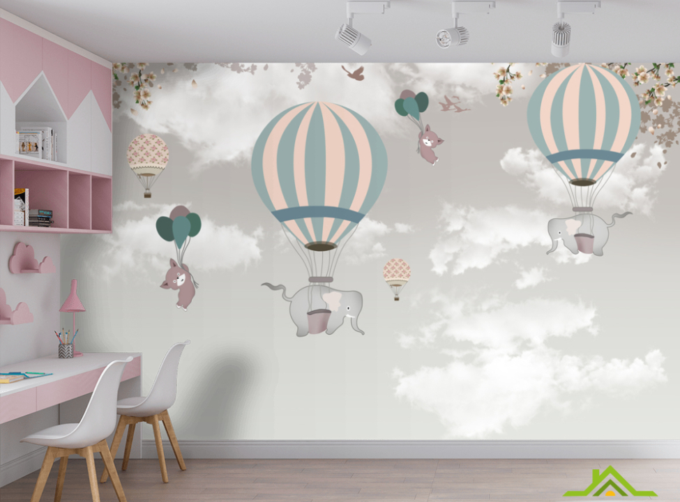 выбрать Фотообои Слон на воздушном шаре Каталог фотошпалер на стіну