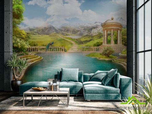 выбрать Фотообои Озеро Фотообои Фотообои Дизайнерские фрески: горизонталная, горизонтальная, рисунок ориентация на стену
