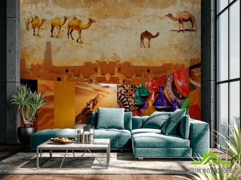 выбрать Фотообои Пустыня, верблюды Эксклюзивные фотообои на стену
