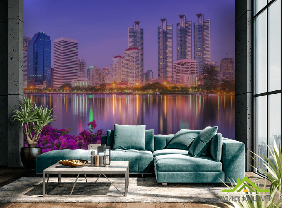 выбрать Фотошпалери бузкові квіти над річкою в місті Каталог фотошпалер на стіну