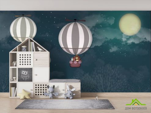 выбрать Фотообои Воздушные шары в ночном небе Фотообои, цвет: «» на стену