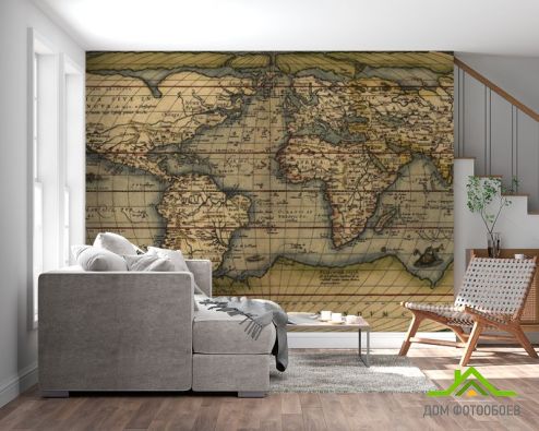 выбрать Фотошпалери Вінтажна карта світу Фотошпалери карта Світу на стіну