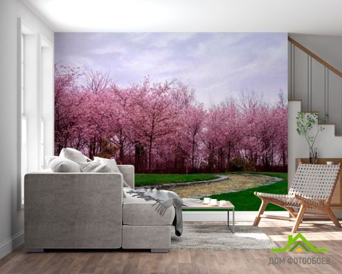 выбрать Фотообои Цветущие вишни Фотообои Фотообои Розовые деревья: фото  на стену