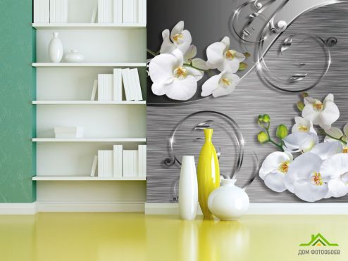 выбрать Фотообои Орхидея Фотообои 3D фотообои: картинка, серый  на стену
