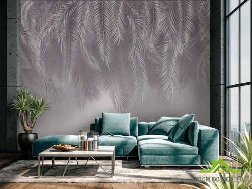 выбрать Фотообои Дизайнерские листья перья Фотообои тропические листья на стену