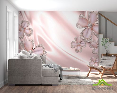 выбрать Фотообои  Розовые брошки Фотообои цветы 3d на стену
