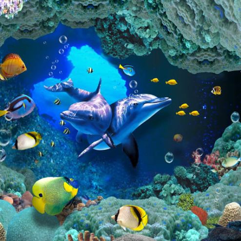 выбрать Фотообои дельфины и кораллы Синие фотообои на стену