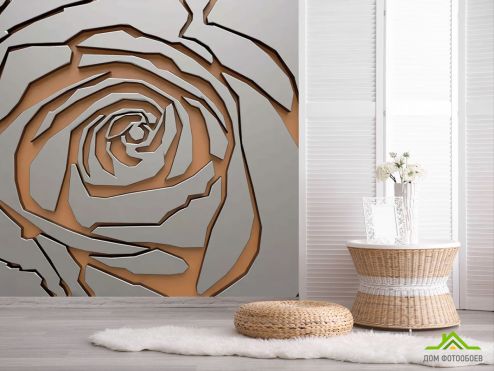 выбрать Фотообои Серая 3д роза  на стену