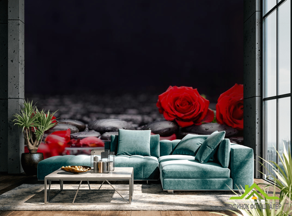 выбрать Фотообои Розы на камнях Каталог фотообоев на стену