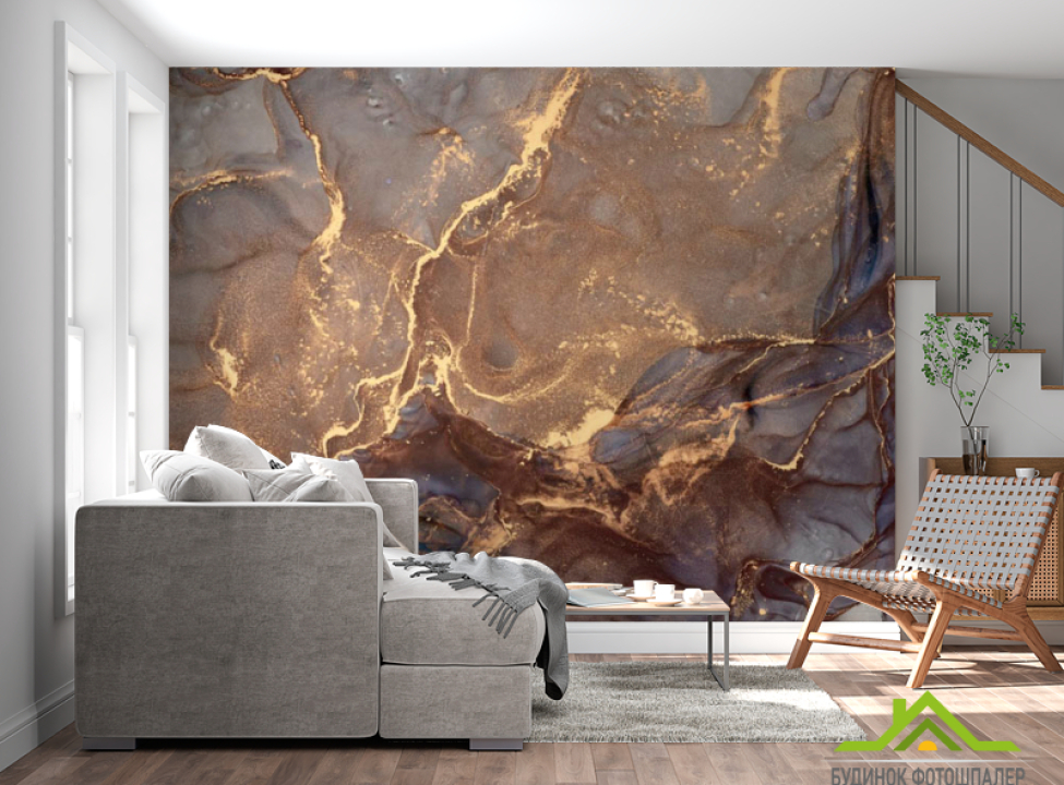 выбрать Фотообои Золотой fluid art с коричневым Каталог фотообоев на стену