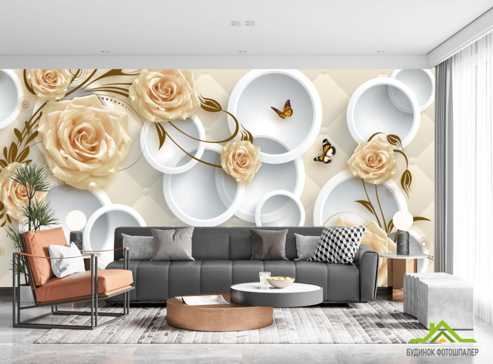 выбрать Фотошпалери Жовті троянди 3д Каталог фотошпалер на стіну