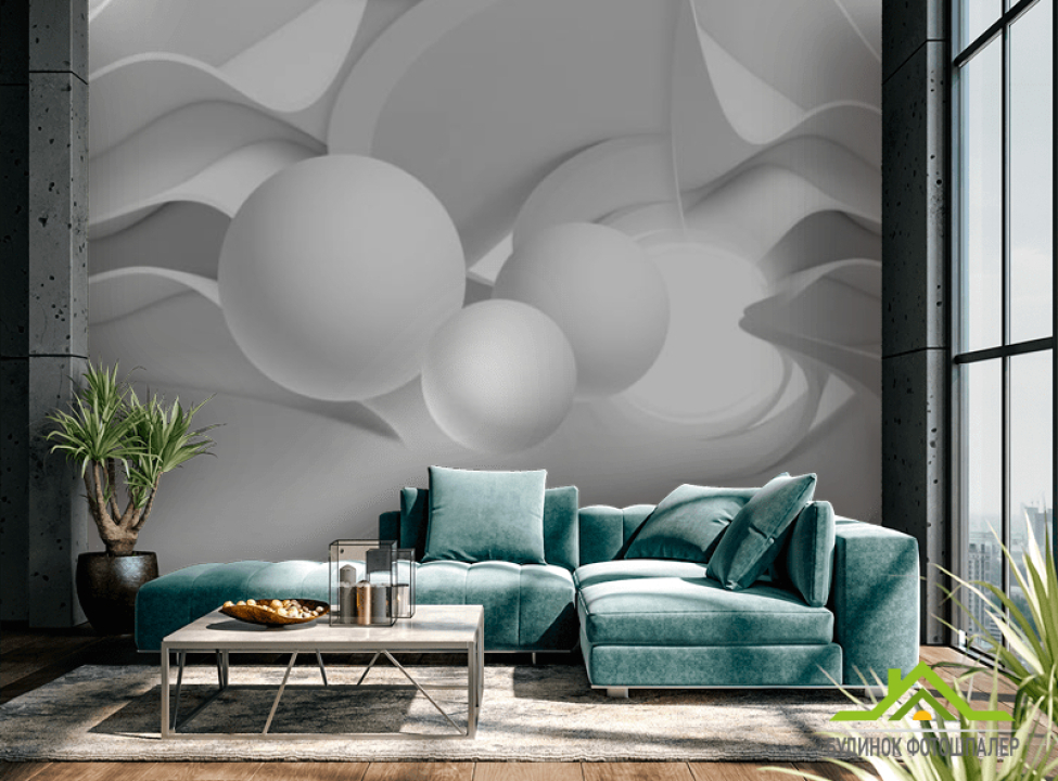 выбрать Фотошпалери 3Д сірі кулі Каталог фотошпалер на стіну