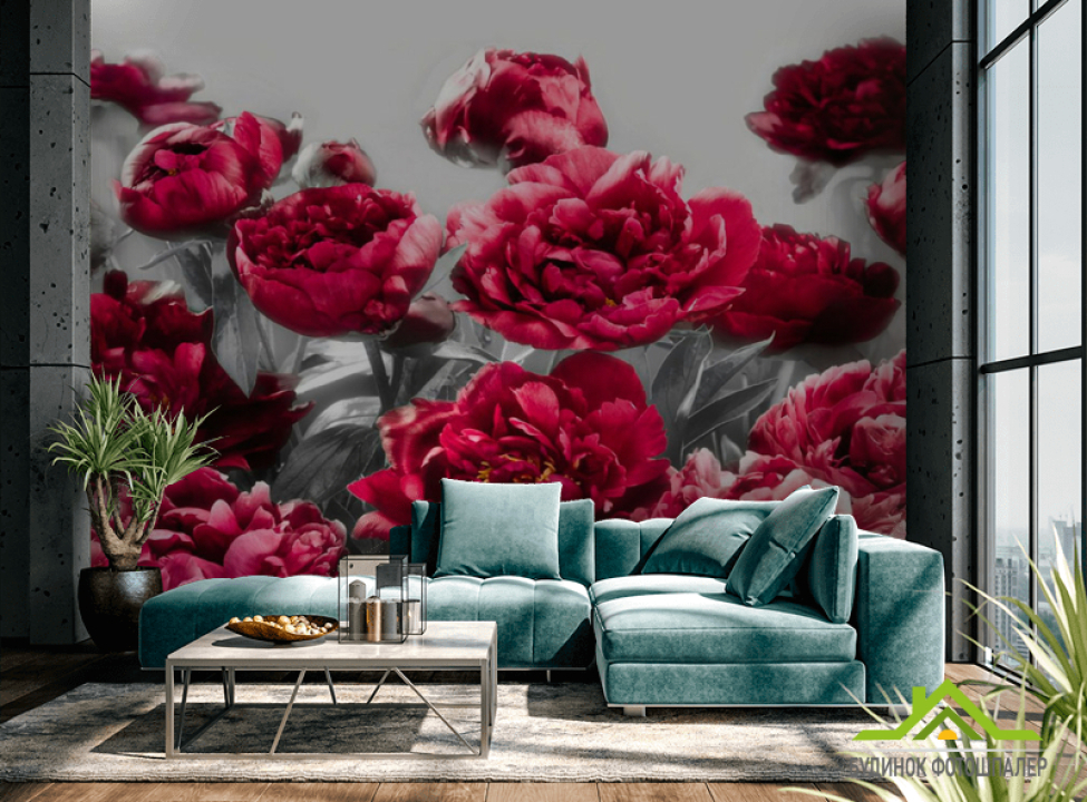 выбрать Фотошпалери Бордові півонії Каталог фотошпалер на стіну