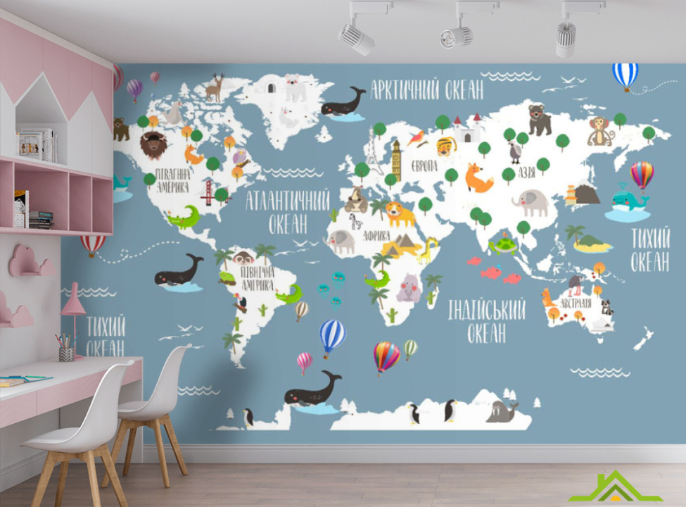 выбрать Фотошпалери Карта дитяча українською Каталог фотошпалер на стіну