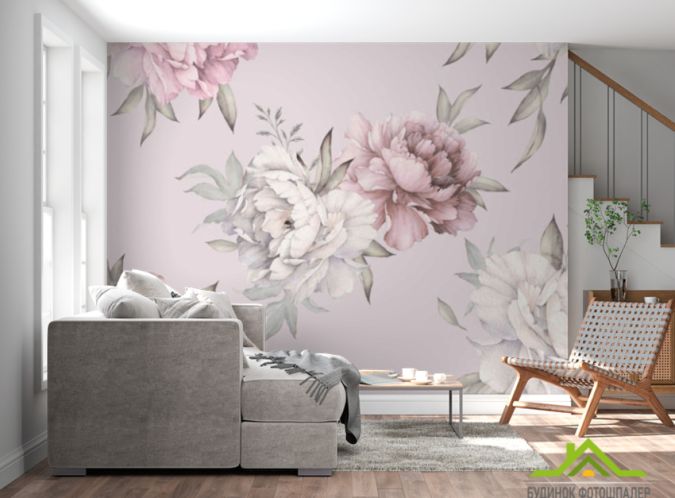 выбрать Фотошпалери Аквварельние півонії Каталог фотошпалер на стіну