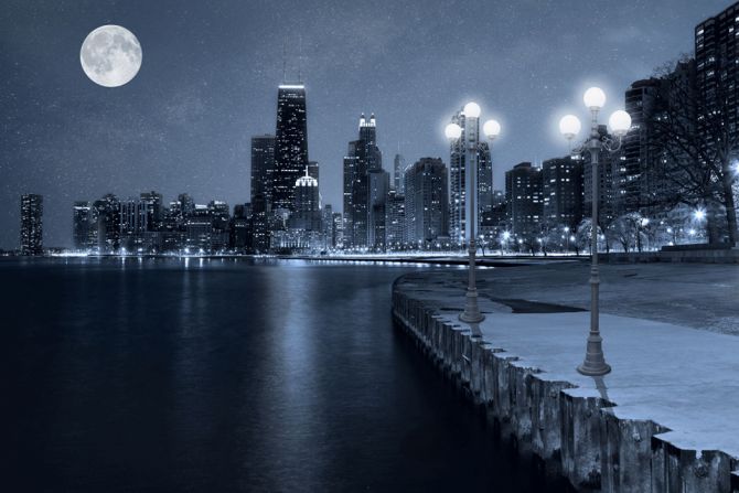 Фотообои Ночной город в синих оттенках