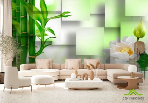 выбрать Фотообои Бамбук Фотообои 3D фотообои: горизонталная, горизонтальная, зелений, зеленый ориентация на стену