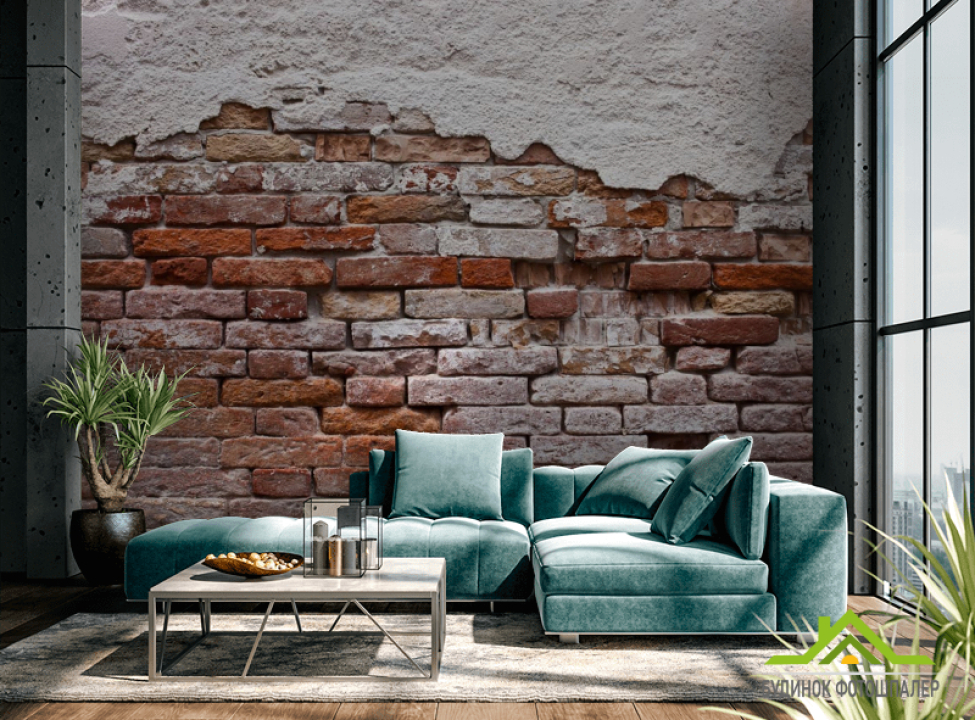 выбрать Фотообои Красный кирпич и штукатурка Каталог фотообоев на стену