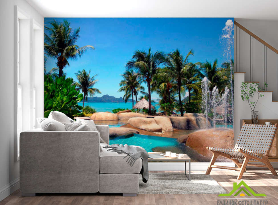 выбрать Фотошпалери Морська затока, пальми Фотошпалери Море на стіну
