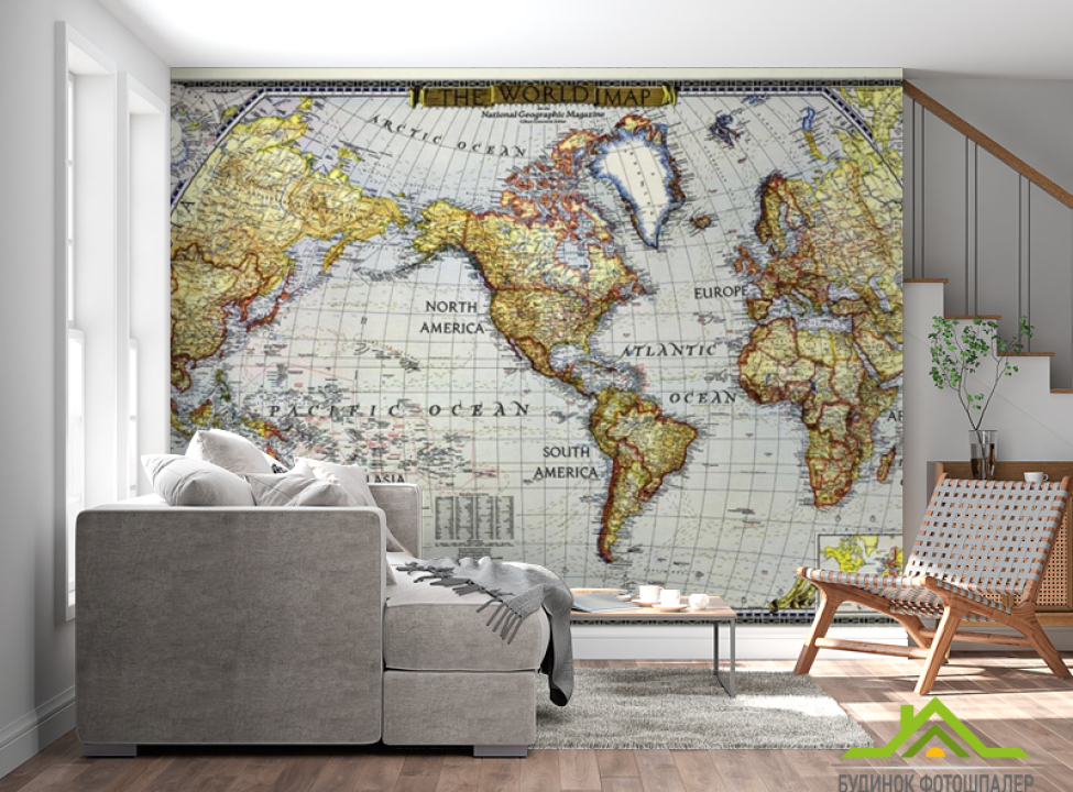выбрать Фотообои Винтажная карта Фотообои карта Мира на стену