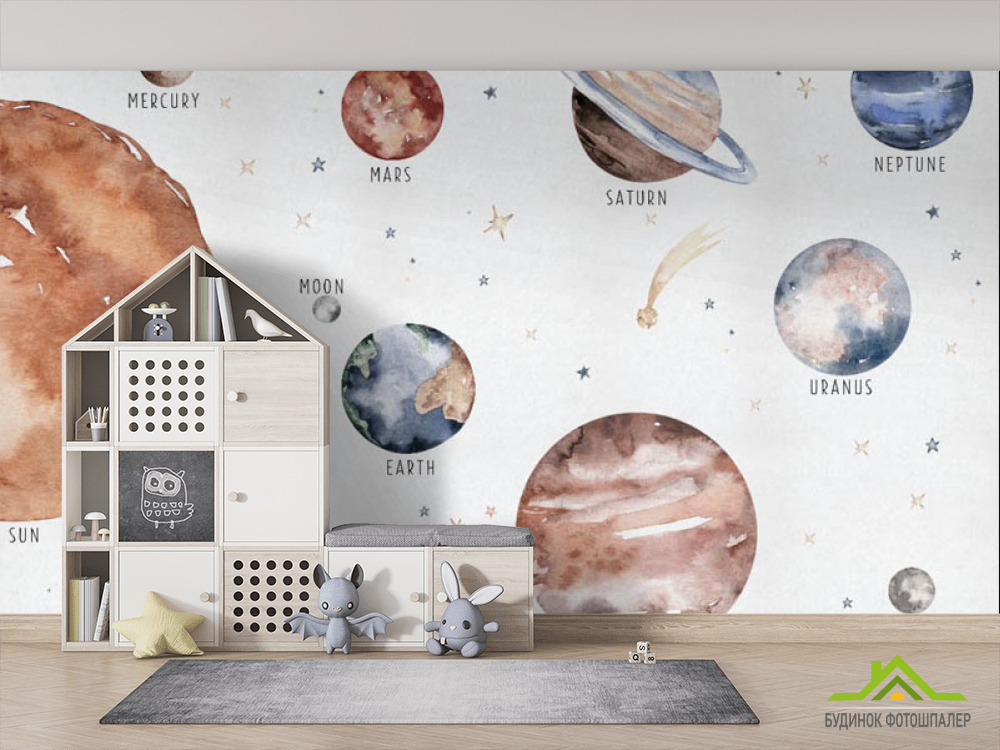 Фотообои Планеты акварельные