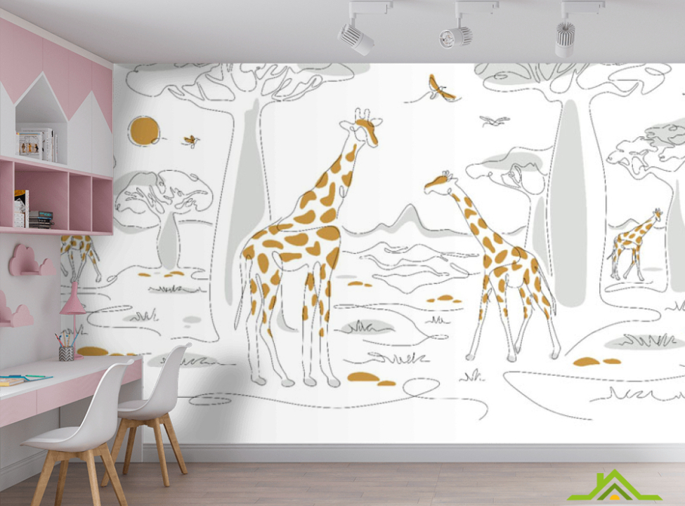 выбрать Фотошпалери мінімалістичні жирафи Каталог фотошпалер на стіну