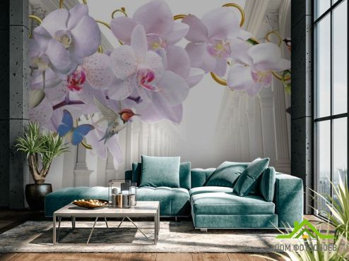 выбрать Фотообои 3d орхидея и корридор  на стену