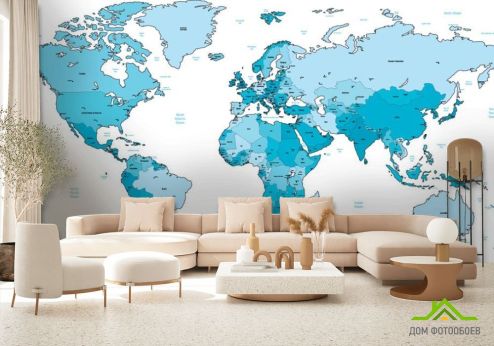 выбрать Фотообои Карта полезных ископаемых Фотообои Фотообои карта Мира: рисунок, голубой  на стену