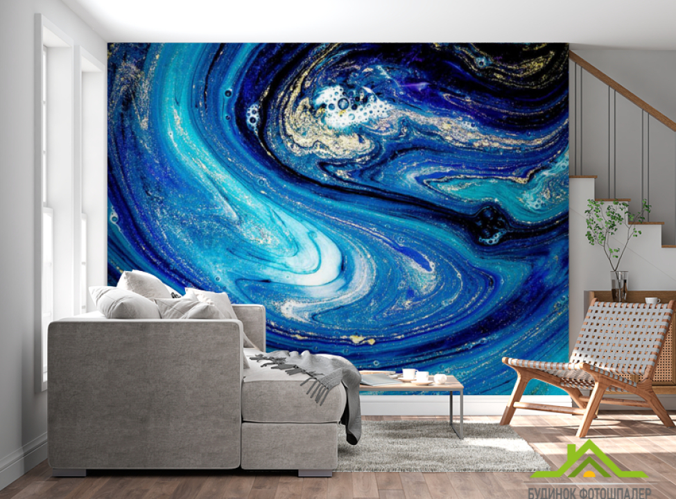 выбрать Фотошпалери сині розводи флюїд Каталог фотошпалер на стіну