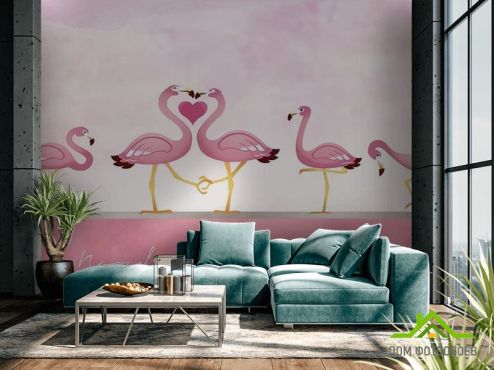 выбрать Фотообои Розовые фламинго Фотообои Животные на стену