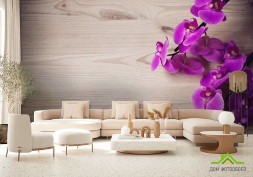 выбрать Фотообои фиолетовая орхидея на деревянном фоне Фотообои Орхидеи на стену