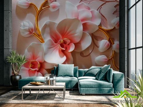 выбрать Фотошпалери Керамічні орхідеї Фотошпалери 3Д барельєф на стіну