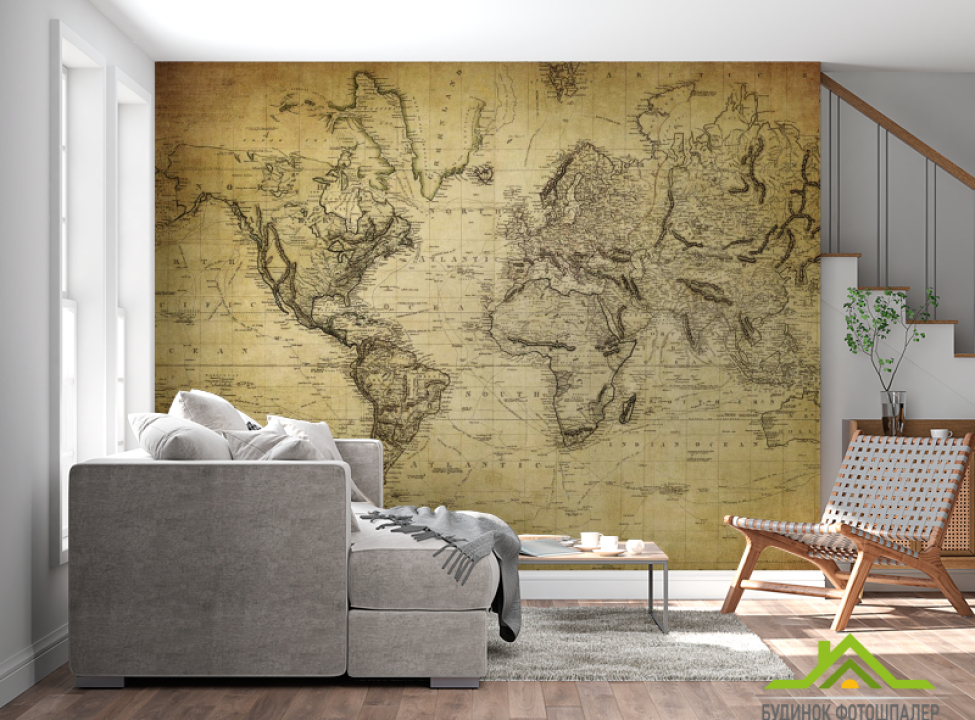 выбрать Фотообои Старинная карта мира Каталог фотообоев на стену