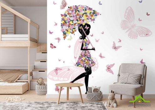 выбрать Фотошпалери Фея під квітковим парасолькою Фотообої для підлітка на стіну