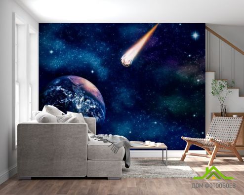 выбрать Фотошпалери Земля і комета Фотошпалери, колір: «різнобарвний» на стіну