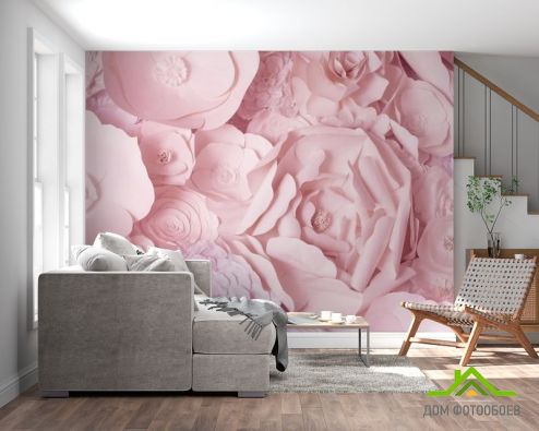 выбрать Фотообои бумажные розовые цветы Фотообои Цветы на стену