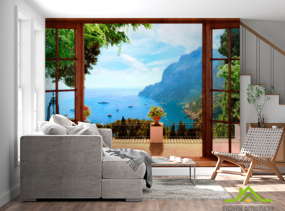 выбрать Фотообои Вид на океан Фотообои Вид из окна на стену