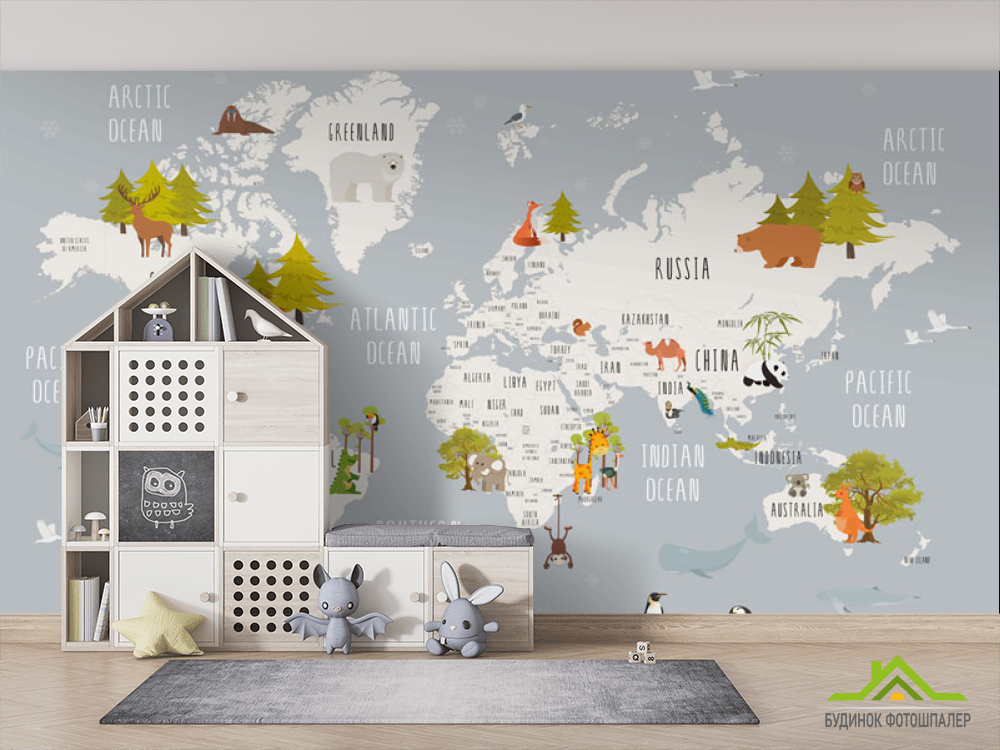 Фотообои Серая карта детский английский язык