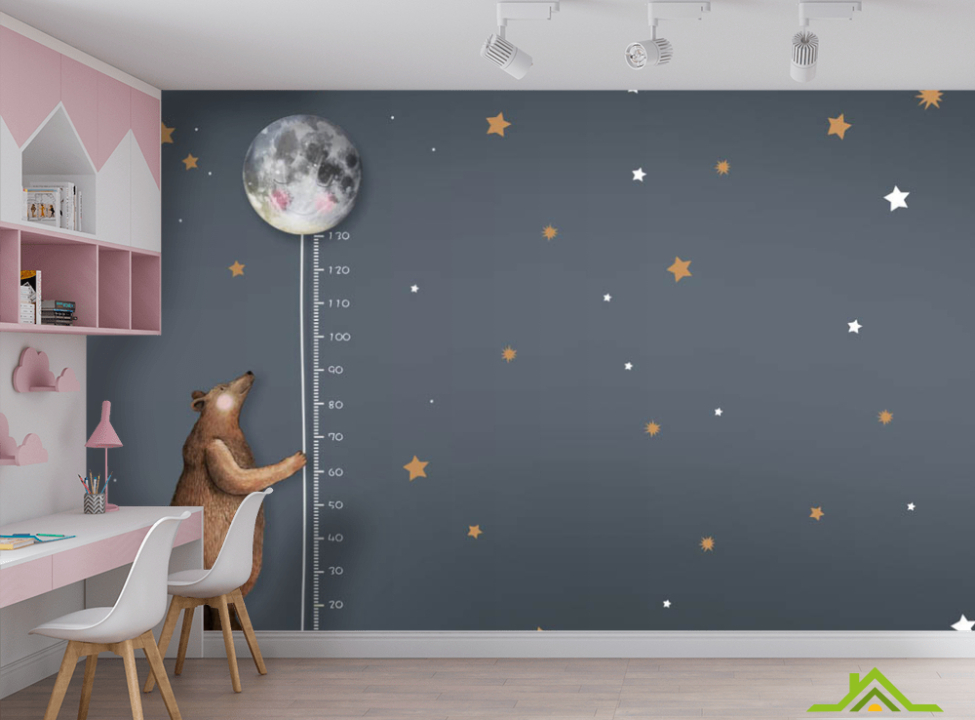 выбрать Фотообои Мишка с ростометром Каталог фотообоев на стену