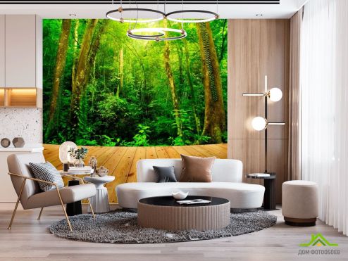 выбрать Фотообои Доски, лес Фотообои Фотообои Природа - Лето, зелений, зеленый на стену