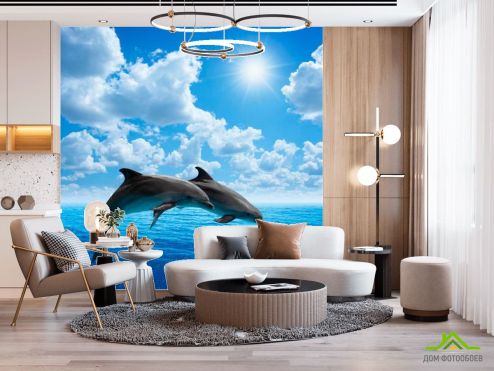 выбрать Фотообои Прыжки дельфинов Фотообои Животные на стену