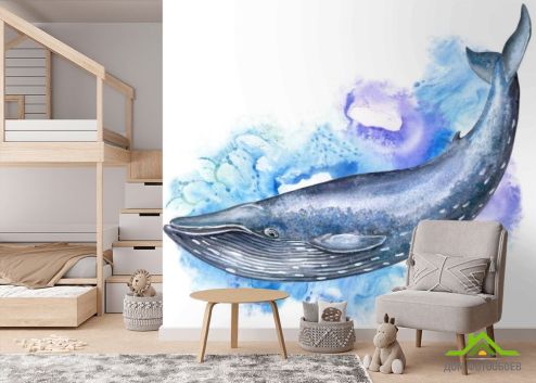 выбрать Фотообои Акварельный кит Фотообои в детскую на стену